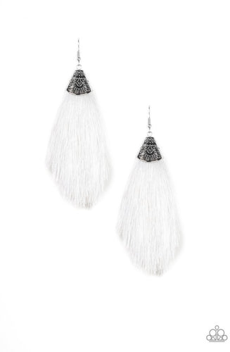 Paparazzi Tassel Temptress - white - Earrings - My New Jewelry Box