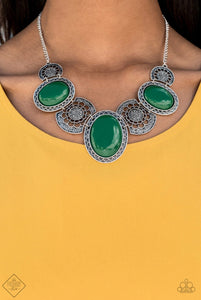 Paparazzi The Medallion-aire - Green Set - Necklaces - My New Jewelry Box